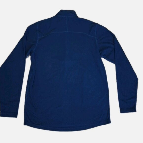 Eddie Bauer Pullover Sweatshirt Mens Sz TL Blue Green 1/4 Zip Pockets Fleece - Picture 2 of 9